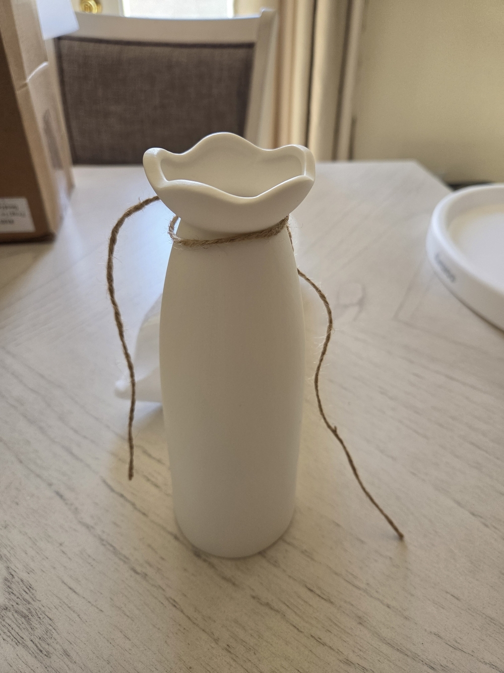 Qinyoung White Ceramic Vase for Flowers, 8'' Small Vase
